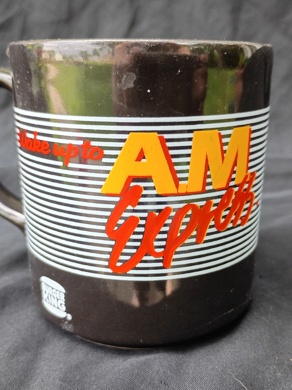 Vtg Rare Burger King AM Express Ceramic Coffee Mug